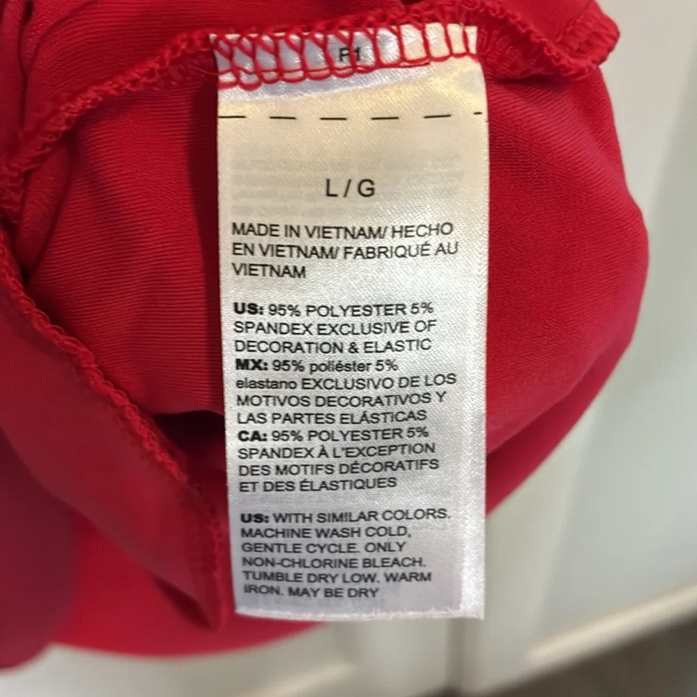 WHBM Smocked Waist Blouson Dress - Red Size L - Picture 6 of 6